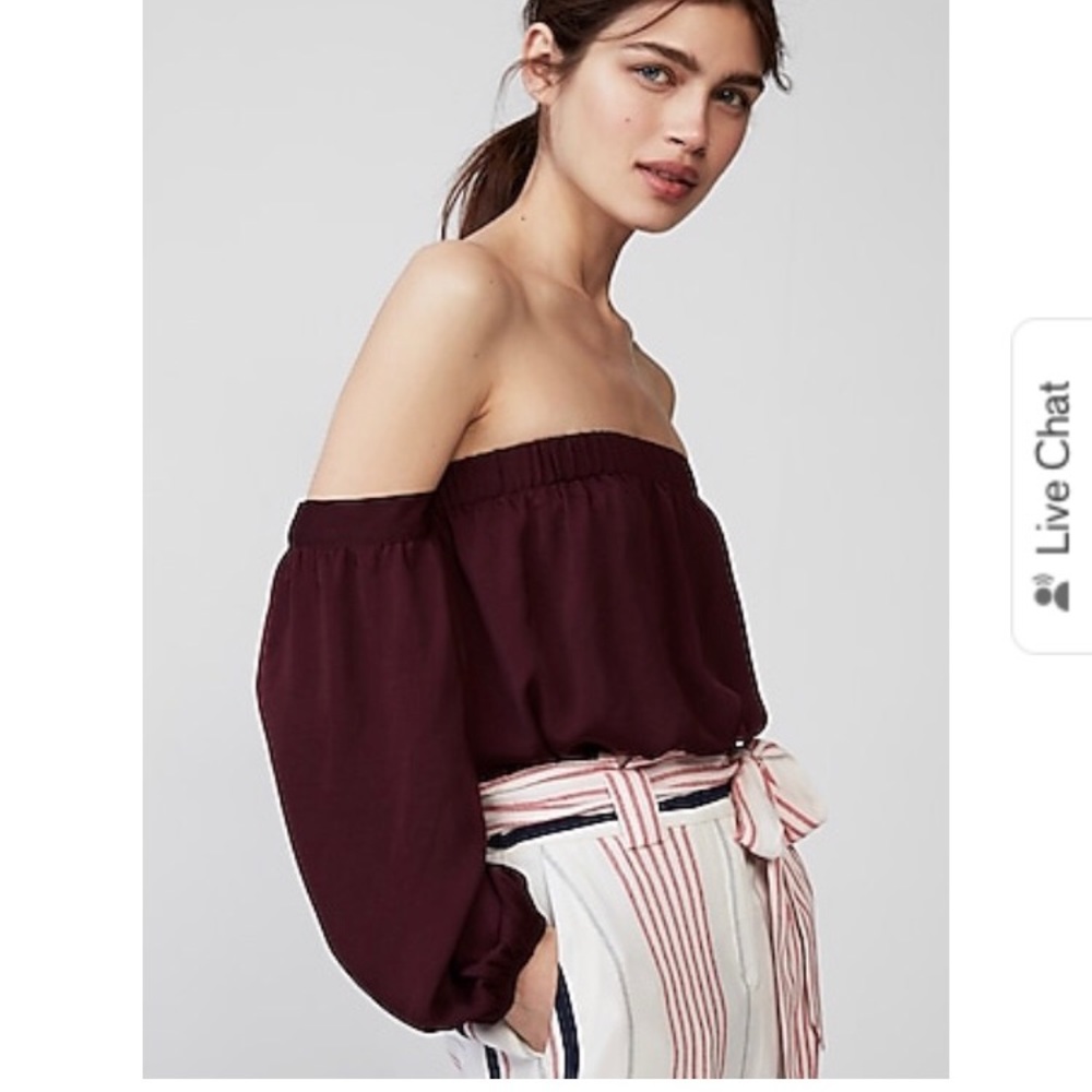 Olive Express Satin Off The Shoulder Blouse